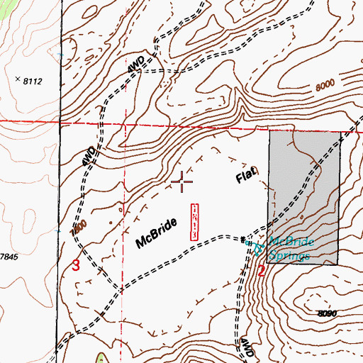 Topographic Map of McBride Flat, NV