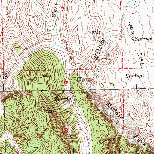 Topographic Map of Middle Fork Willow Creek, NV