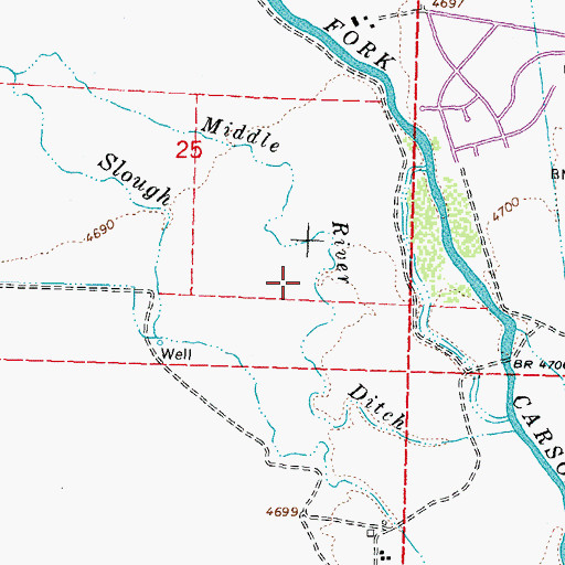 Topographic Map of Middle River Ditch, NV