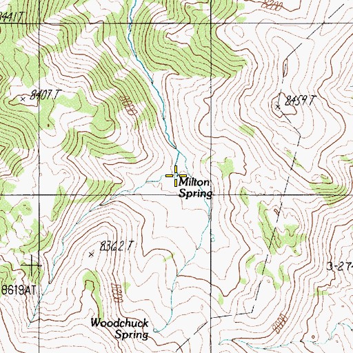 Topographic Map of Milton Spring, NV