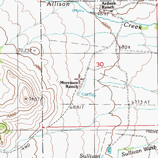 Topographic Map of Morrison Ranch, NV