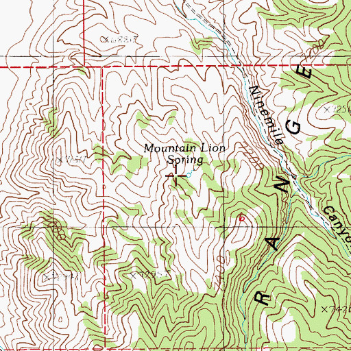 Topographic Map of Mountain Lion Spring, NV