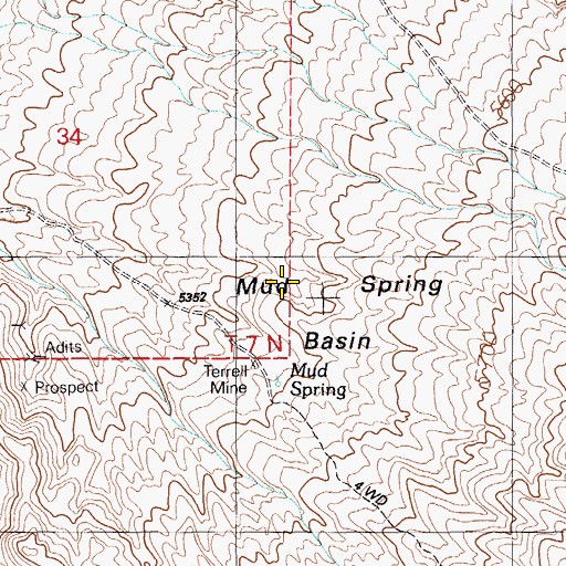 Topographic Map of Mud Spring Basin, NV