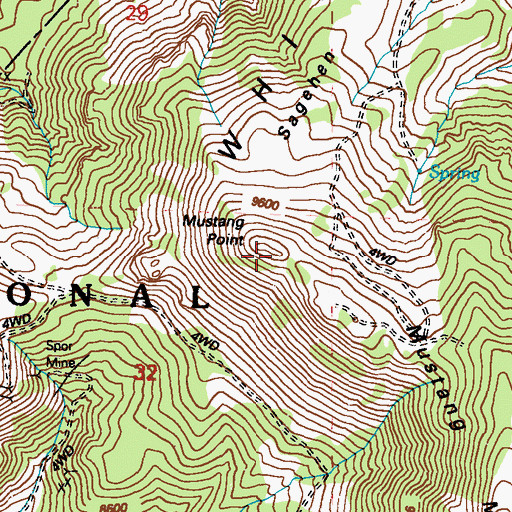 Topographic Map of Mustang Point, NV