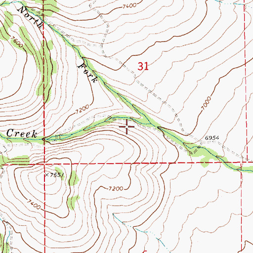 Topographic Map of North Fork Pratt Creek, NV
