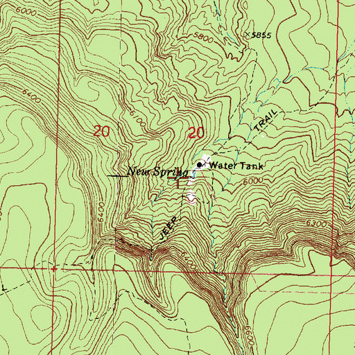 Topographic Map of New Spring, AZ