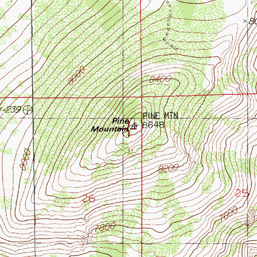 Topographic Map of Pine Mountain, NV