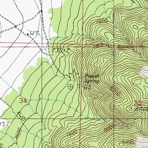 Topographic Map of Powell Spring, NV