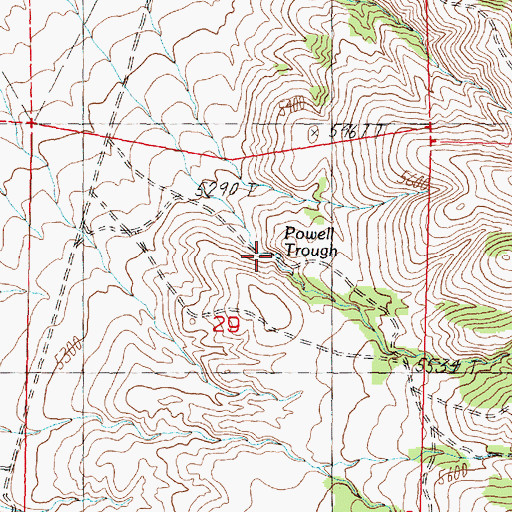Topographic Map of Powell Trough, NV