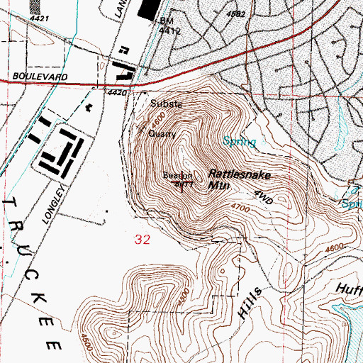 Topographic Map of Rattlesnake Mountain, NV
