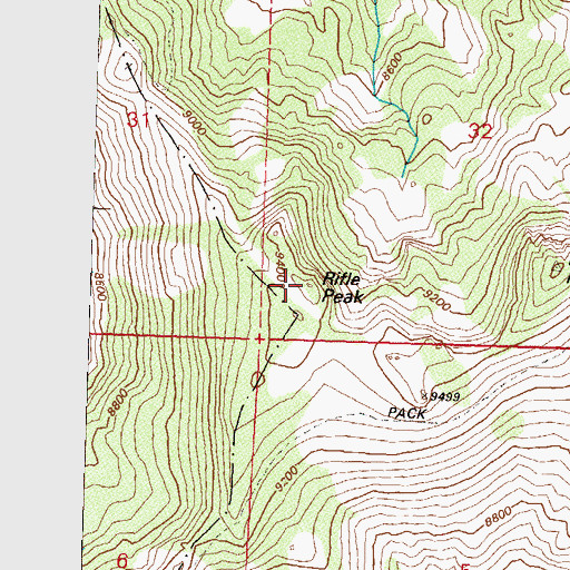 Topographic Map of Rifle Peak, NV