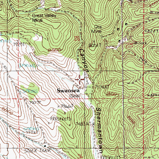 Topographic Map of Rocco Canyon, NV