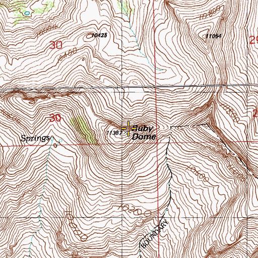 Topographic Map of Ruby Dome, NV