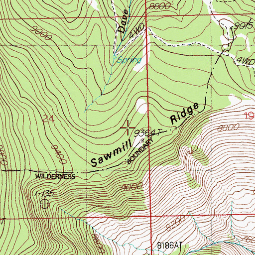 Topographic Map of Sawmill Ridge, NV