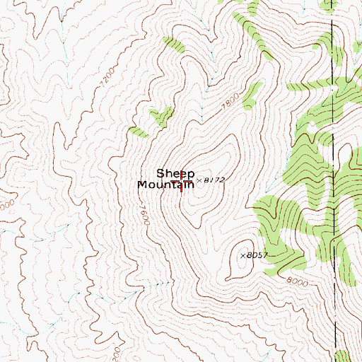 Topographic Map of Sheep Mountain, NV