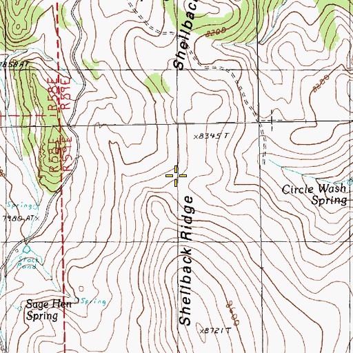 Topographic Map of Shellback Ridge, NV
