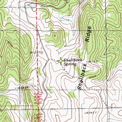 Topographic Map of Shellback Spring, NV