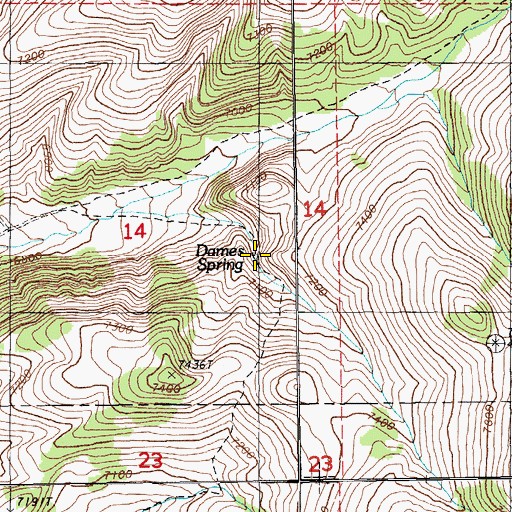 Topographic Map of Dames Spring, NV