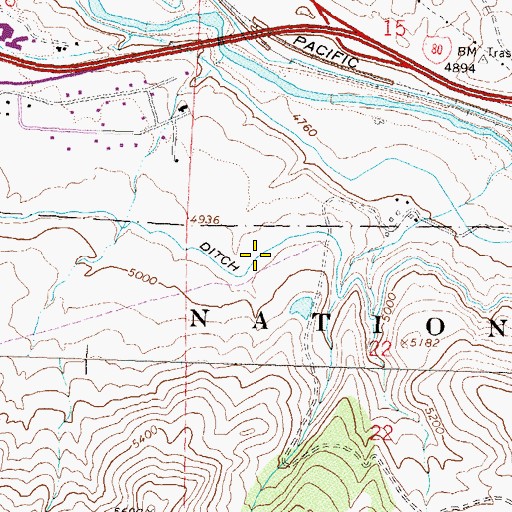 Topographic Map of Steamboat Ditch, NV