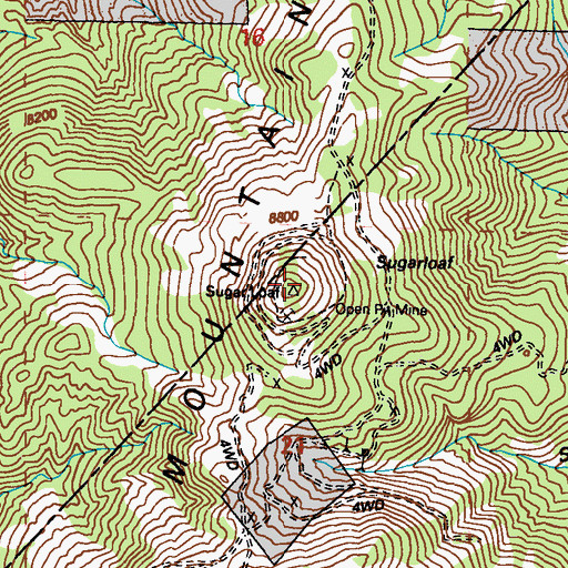 Topographic Map of Sugarloaf, NV