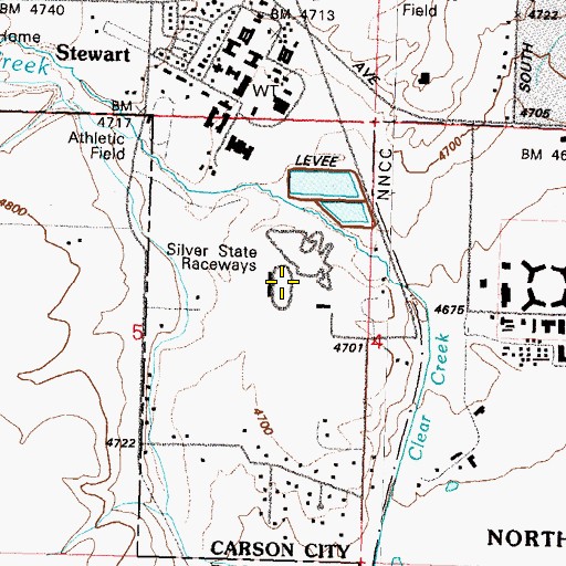 Topographic Map of Tahoe-Carson Speedway, NV