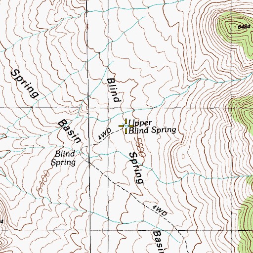 Topographic Map of Upper Blind Spring, NV