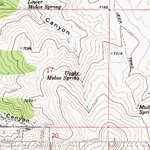Topographic Map of Upper Midas Spring, NV