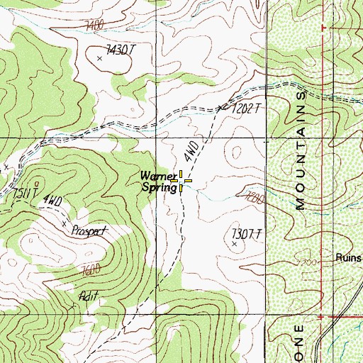 Topographic Map of Warner Spring, NV