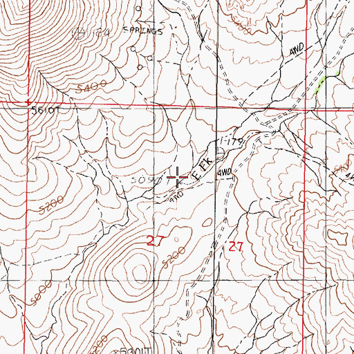 Topographic Map of West Fork Granite Creek, NV
