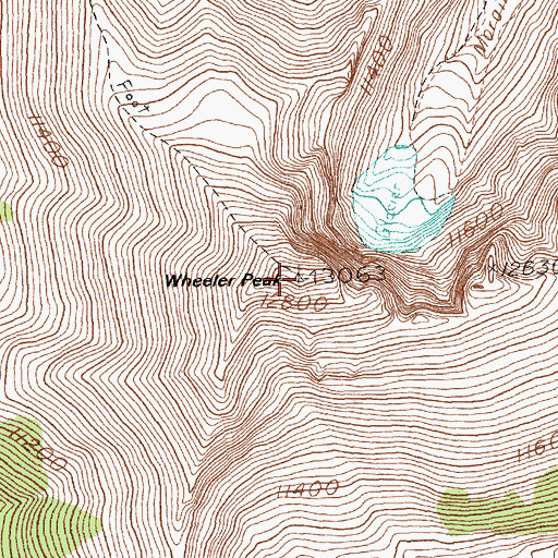 Topographic Map of Wheeler Peak, NV