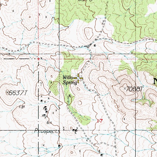 Topographic Map of Willow Spring, NV