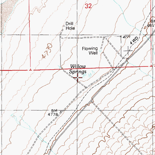 Topographic Map of Willow Springs, NV