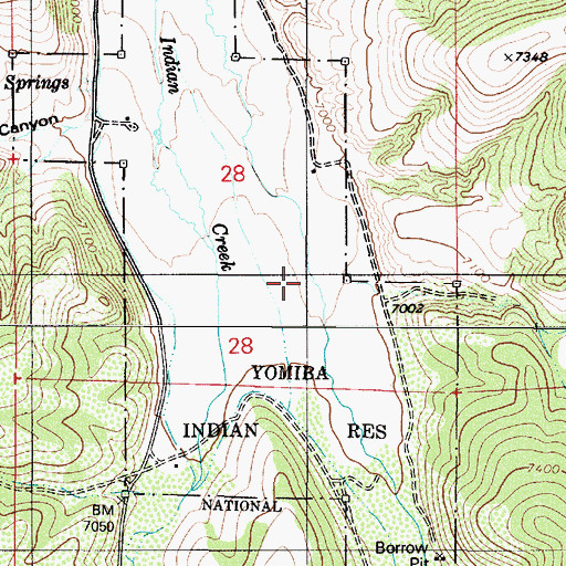 Topographic Map of Yomba Reservation, NV