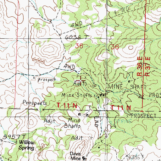 Topographic Map of Cottontail Mine, NV