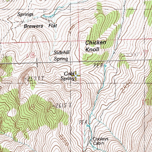 Topographic Map of Cold Spring, NV