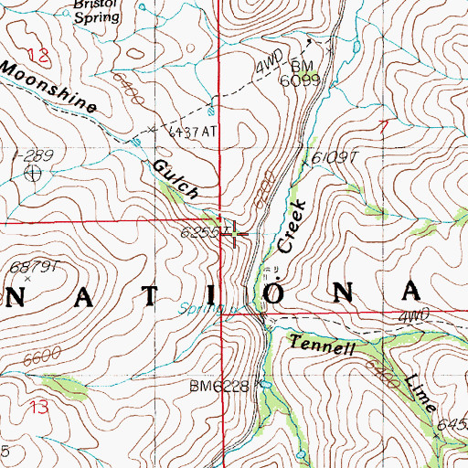 Topographic Map of Moonshine Gulch, NV