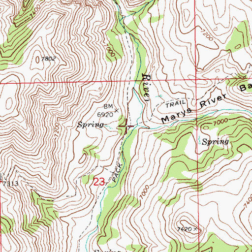 Topographic Map of East Fork Marys River, NV