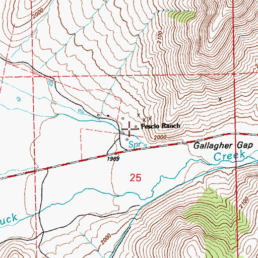 Topographic Map of Pescio Ranch, NV