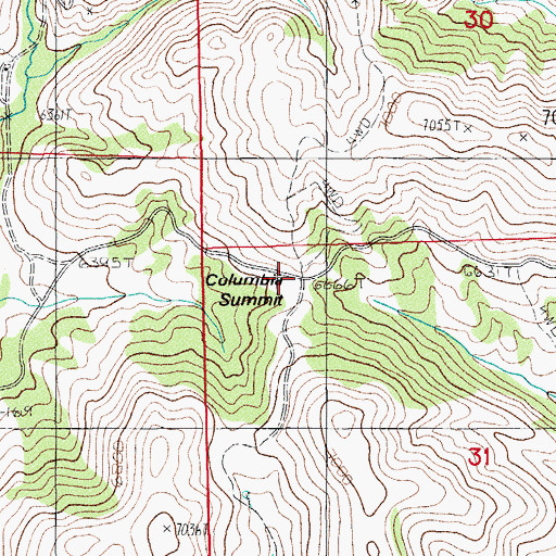 Topographic Map of Columbia Summit, NV
