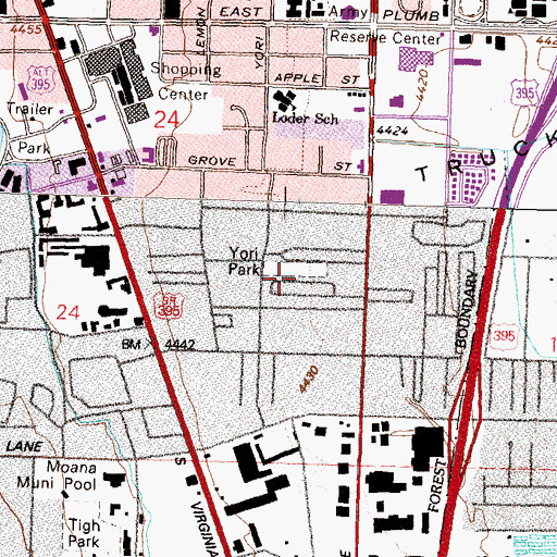 Topographic Map of Yori Park, NV