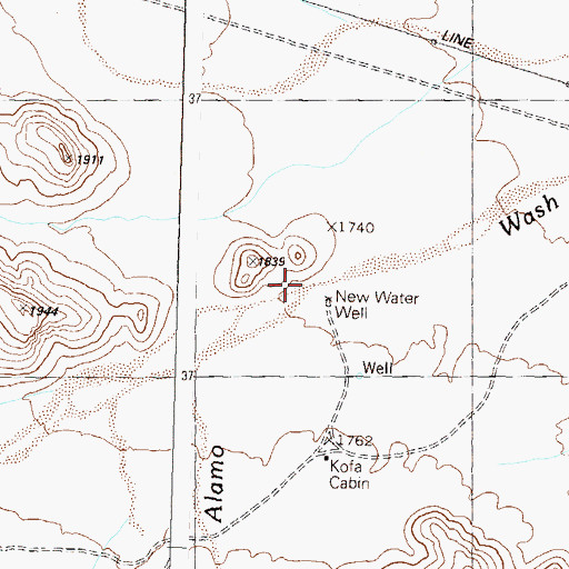 Topographic Map of New Water Well, AZ