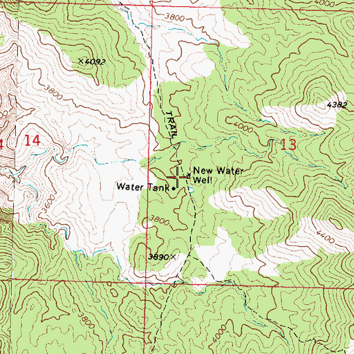 Topographic Map of New Water Well, AZ