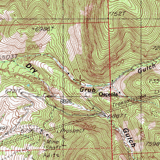 Topographic Map of Osceola Mine, NV
