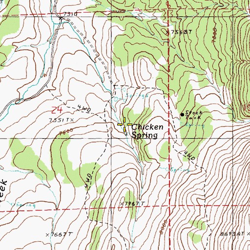 Topographic Map of Chicken Spring, NV