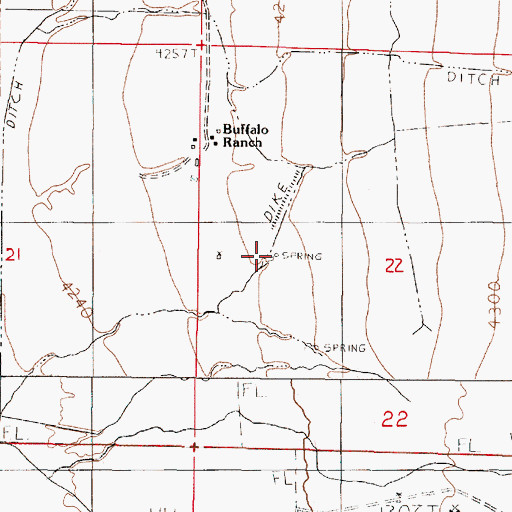 Topographic Map of Buffalo Springs, NV