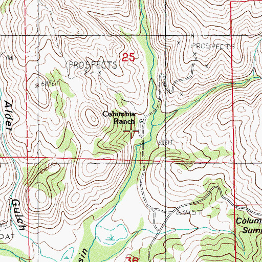 Topographic Map of Columbia (historical), NV