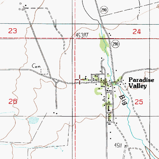 Topographic Map of Paradise Valley Elementary School, NV