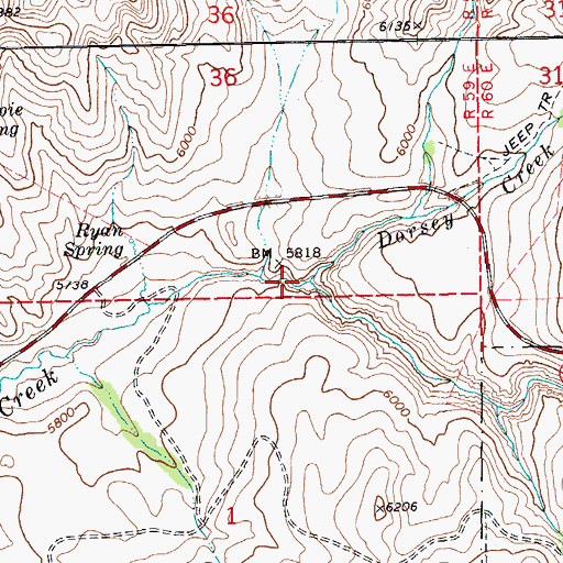 Topographic Map of Secret Canyon, NV