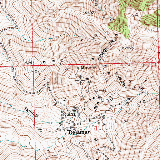 Topographic Map of Delamar Mine, NV