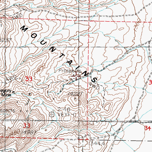 Topographic Map of Gregory (historical), NV